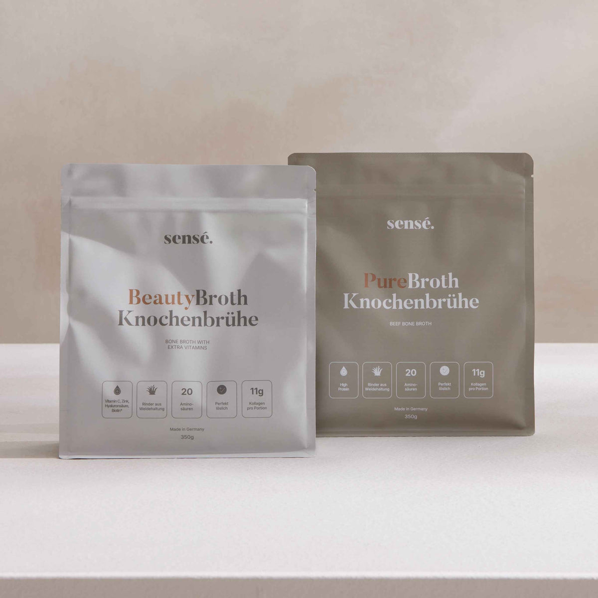 BeautyBroth und PureBroth Knochenbrühe Pulver von sensé